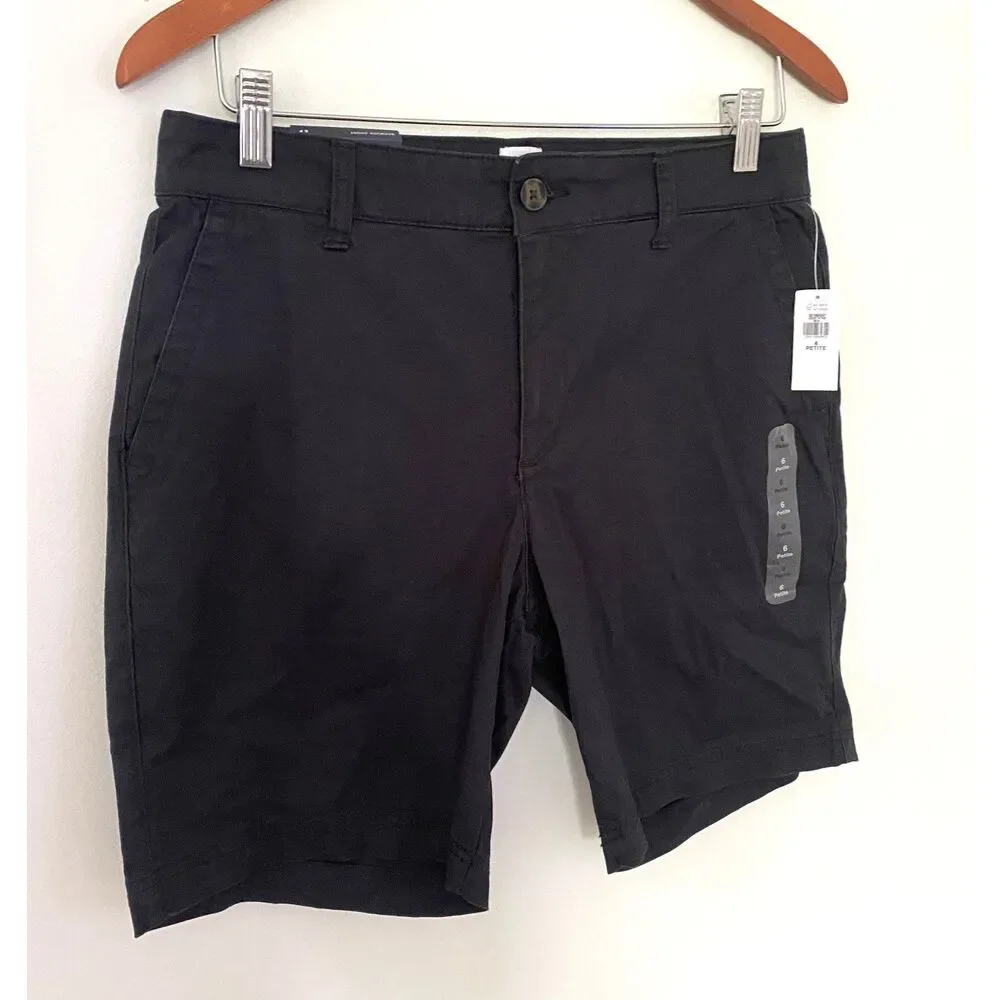 NWT Gap Womens Black  High Rise Casual Bermuda Shorts Sz 6P